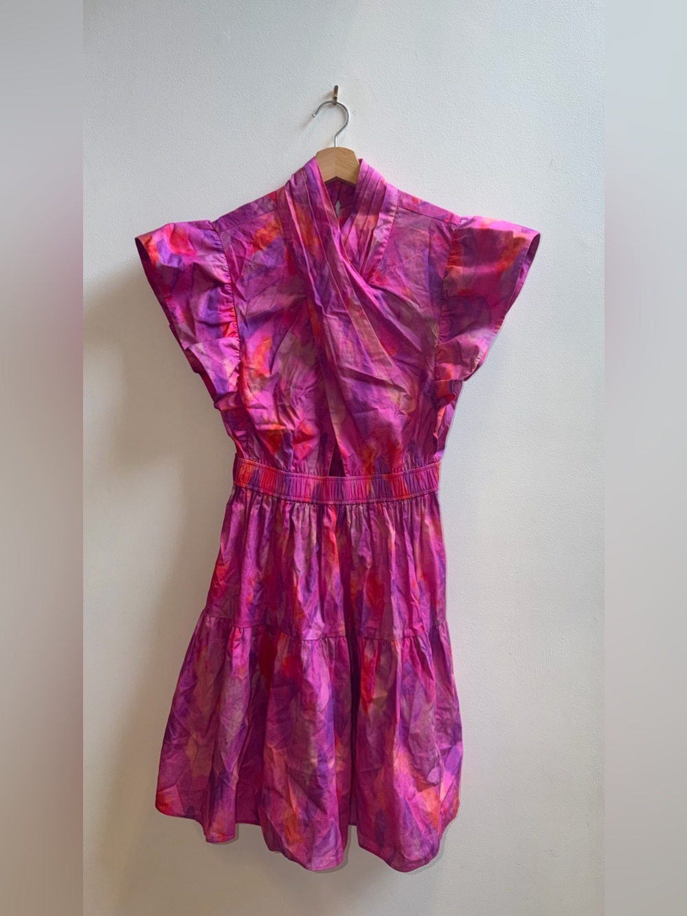 Derek Lam 10 Crosby Finn Ruffle Wrap Mini Dress Fuchsia Women’s Size 2